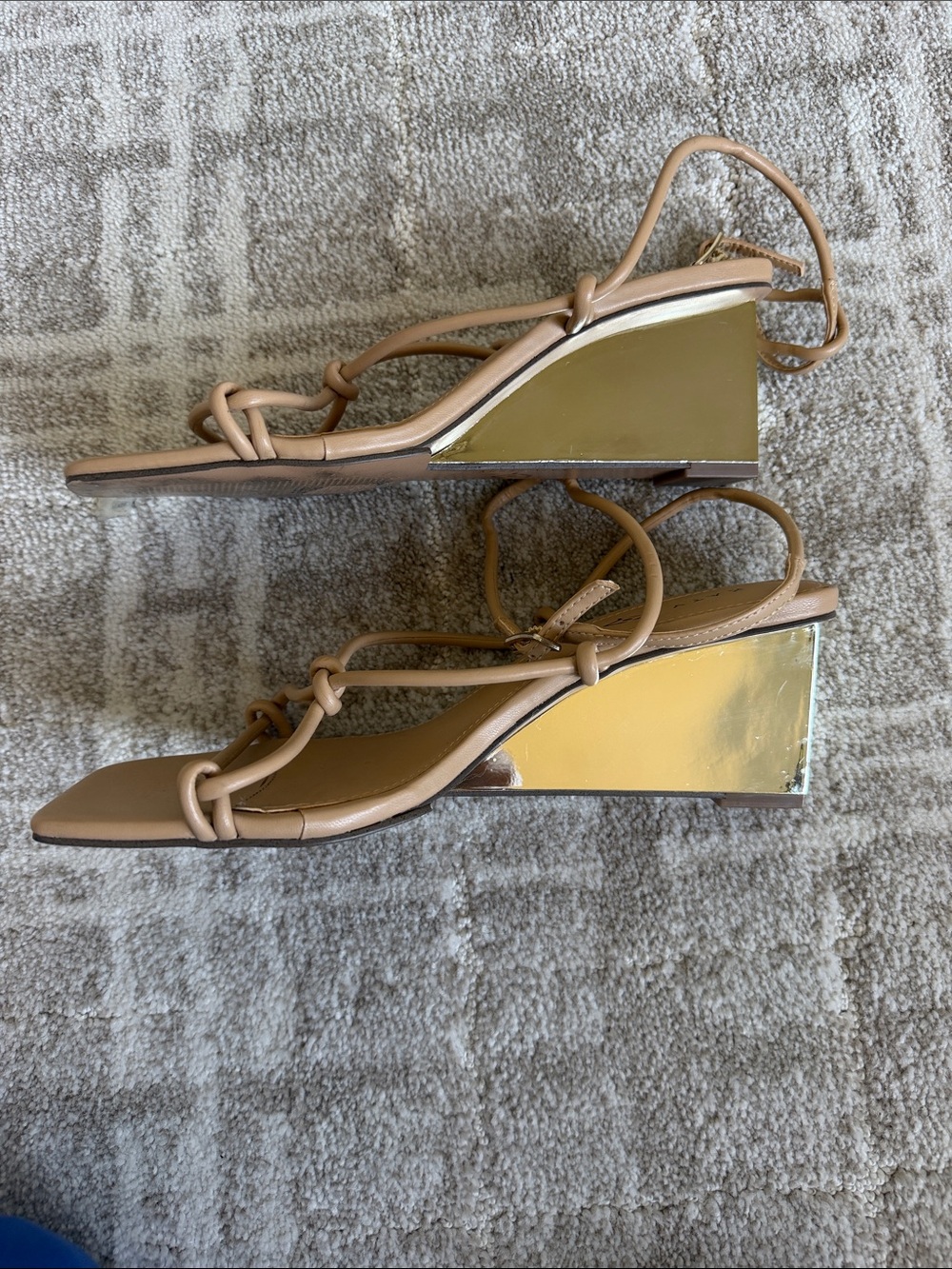Katy Perry Collections Beige Knotted Strappy Square-Toe Sandals - Picture 2 of 5